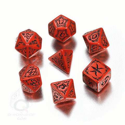 RPG Dice Set Tribal Red with Black 7pc