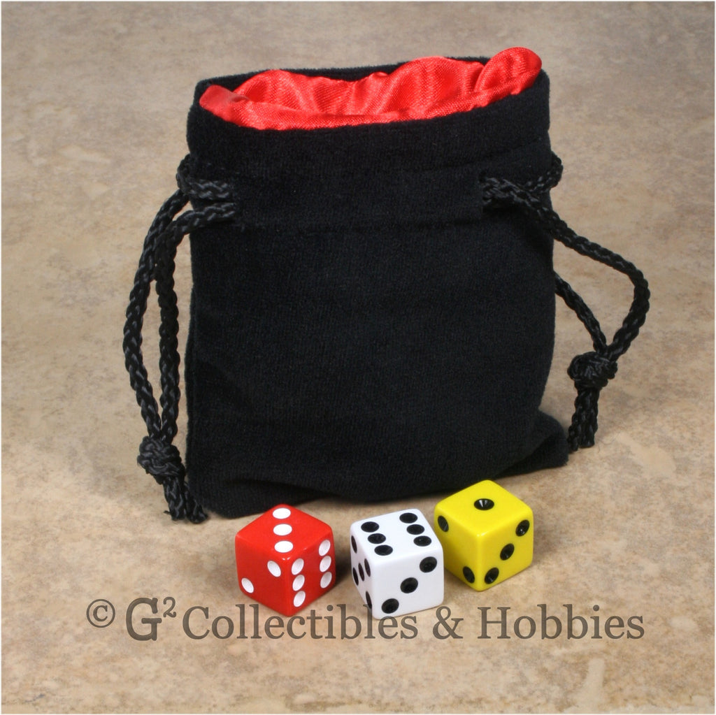 Dice Bag: Small Black Velvet with Red Satin Lining